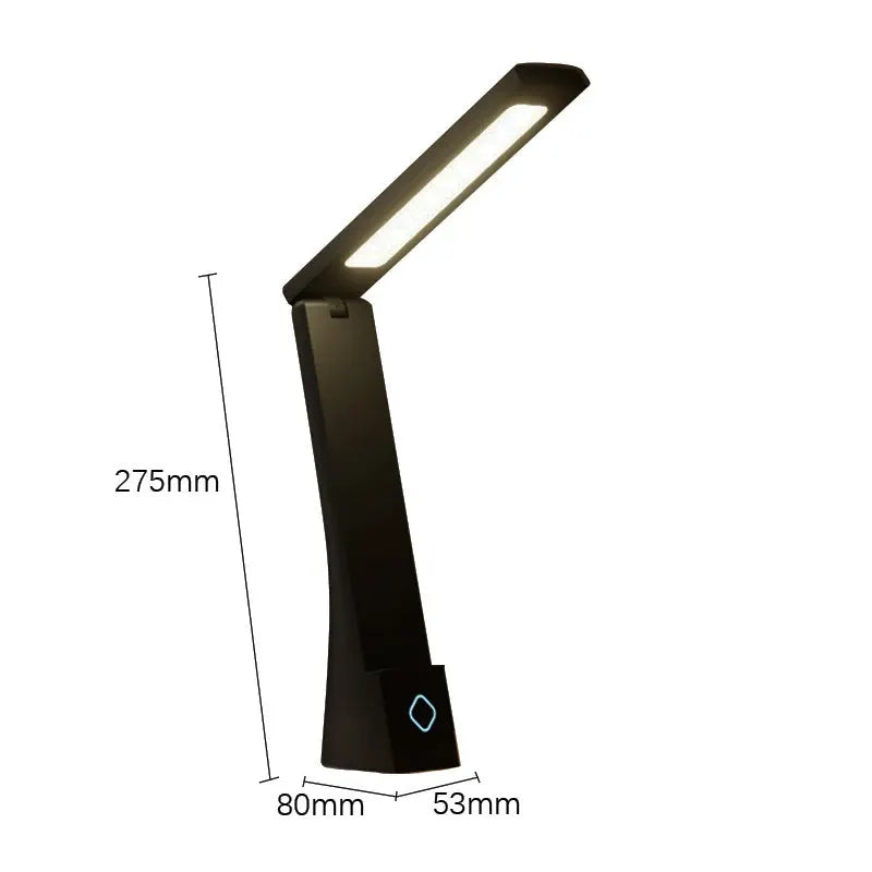 Simples Market LED desk lamp with foldable black arm and built-in LED panel