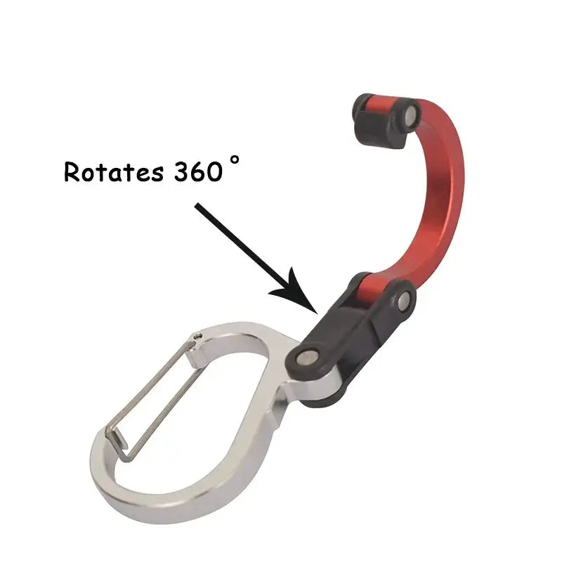 Multifunctional Hybrid Gear Clip Carabiner With 360 Degree Rotating Hook And Strong Buckle For Camping Hiking Travel