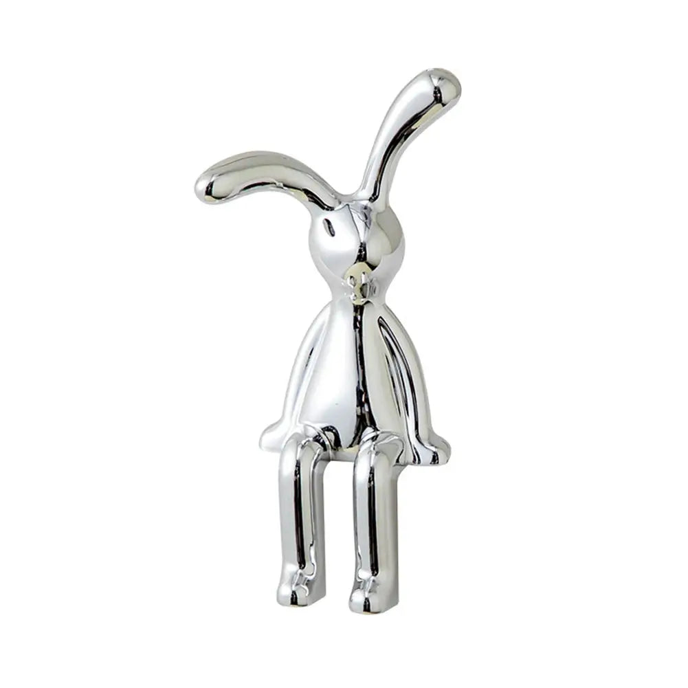 Rabbit figurine in chrome finish by Simples Market for car interior console and desk decor