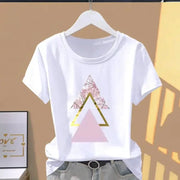 Women Floral Print Oversized Short Sleeve T Shirt Graphic Tee Casual Everyday Summer Top