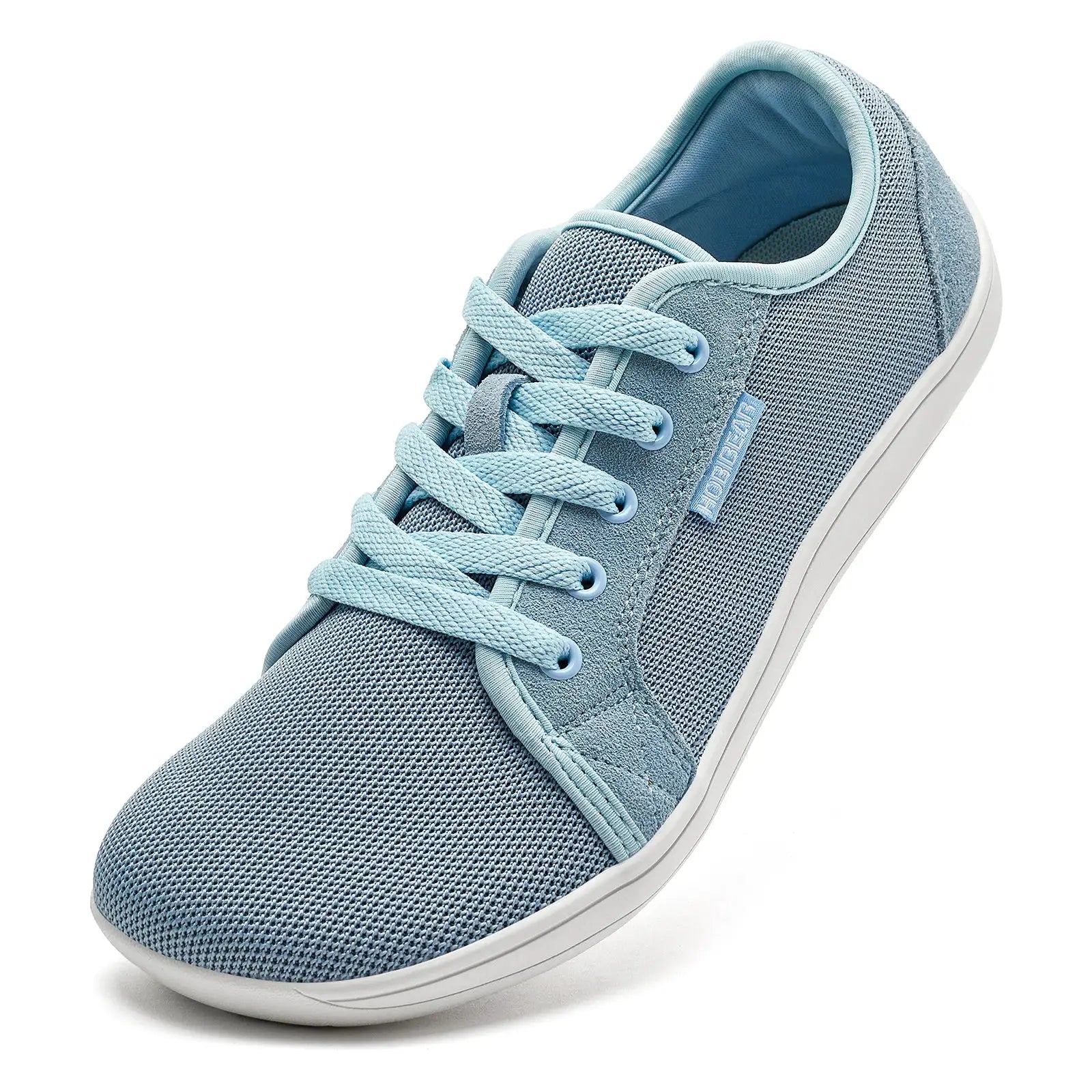 HOBIBEAR unisex barefoot shoe in light blue mesh, lace-up, breathable and lightweight