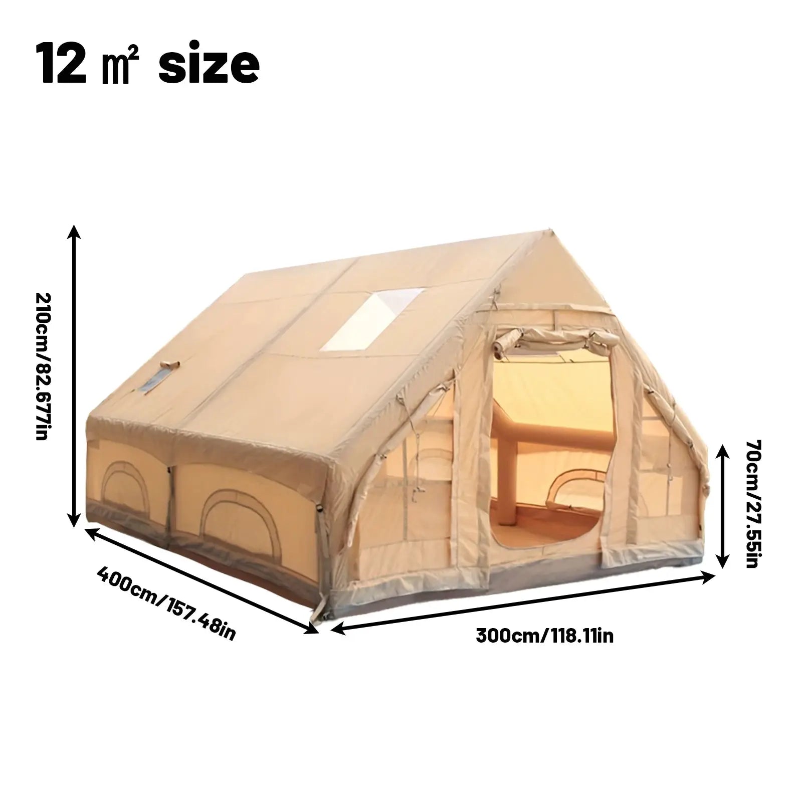 Simples Market beige inflatable camping tent for 4-8 people with front entry and window