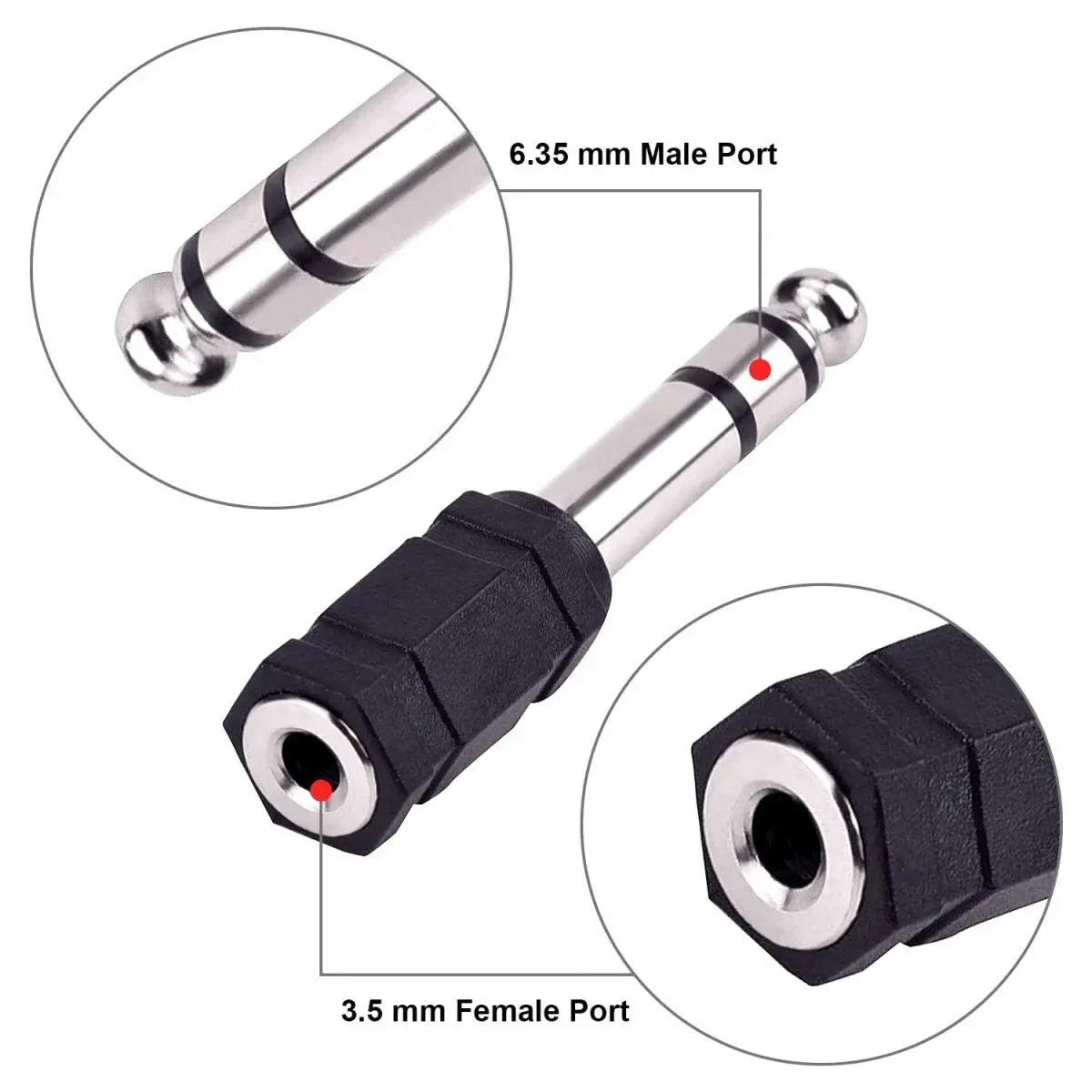 Miwayer 3.5mm Female to 6.35mm Male Stereo Audio Adapter for Headphones Microphones Plug Converter