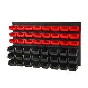 SucceBuy 48 Piece Wall Mounted Parts Storage Bins System for Garage Tools Nuts Bolts Screws Nails