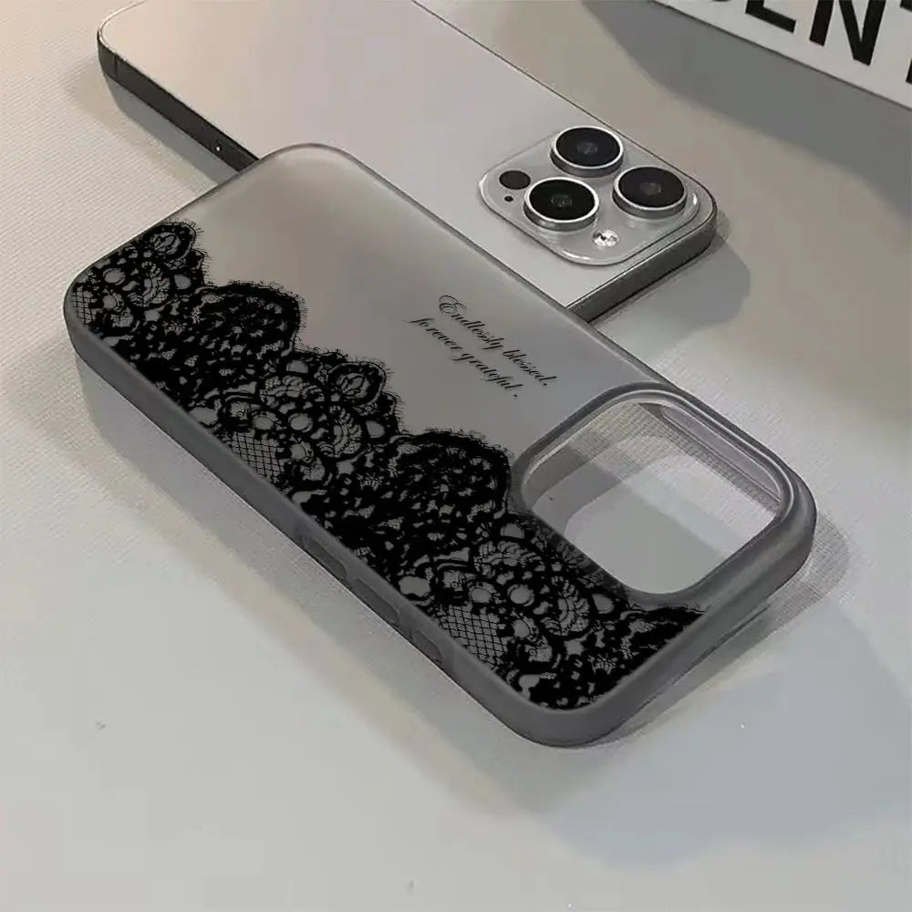 LaceGuard Black Lace Phone Case Shockproof Clear Protection for iPhone 11 to 17 Pro Max