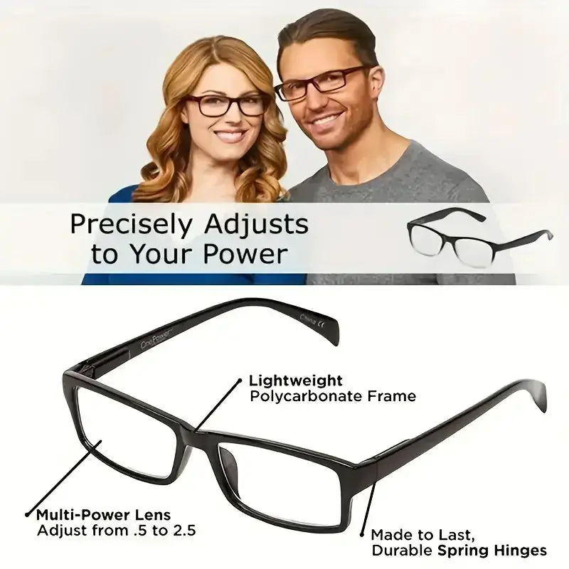 OptiFlex Auto Adjusting Multifocal Reading Glasses Unisex Square Bifocal Readers For Men And Women Comfort