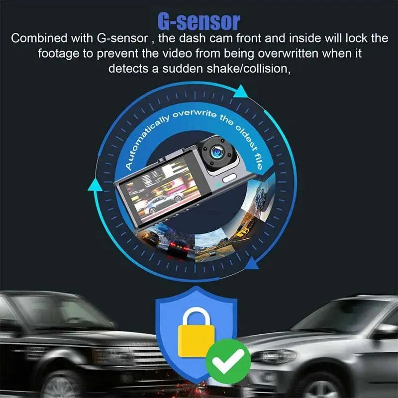 Simples Market 1080P dual dash cam with front and interior cameras, IR night vision, loop recording