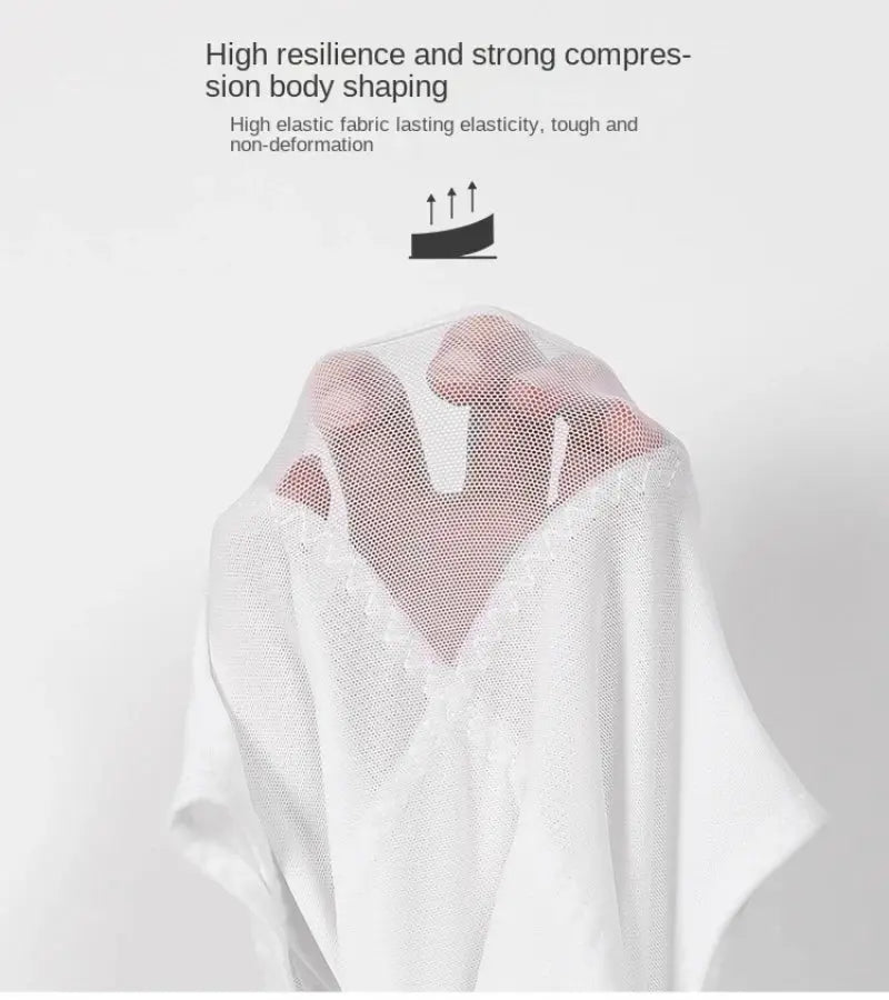 Men's compression undershirt shapewear by Simples Market in white mesh with chest and abdomen control