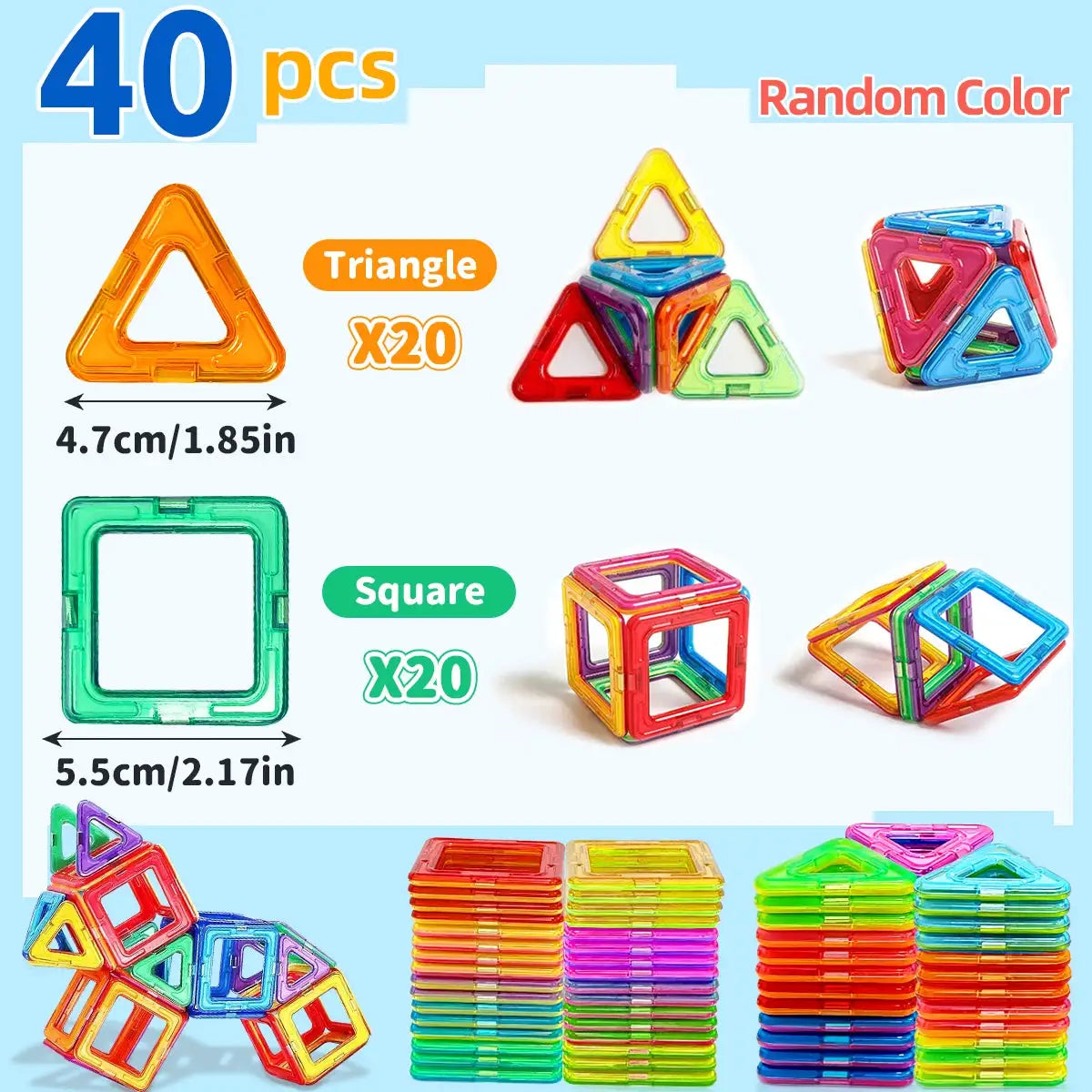 Magnetic Building Blocks Medium Size DIY Magnet Toys For STEM Learning Construction Educational Sets For Kids