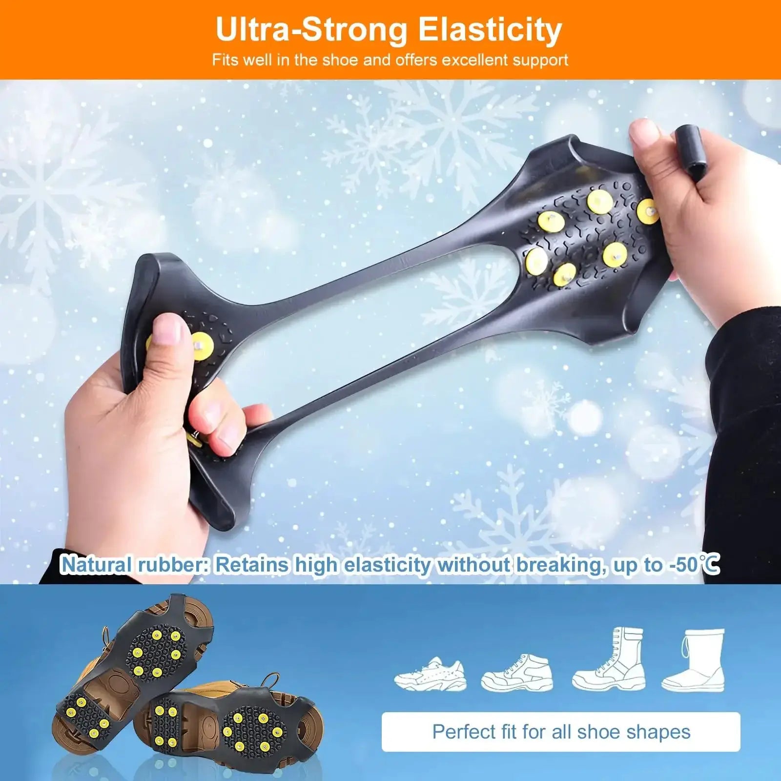 Unisex 10 Tooth Climbing Crampons Anti Slip Mountaineering Cleats For Snow Walking Hiking Shoes Covers Spikes