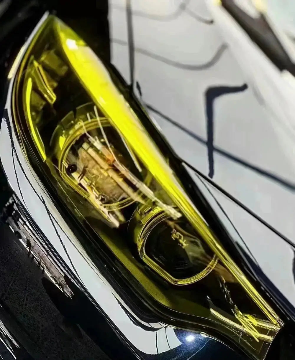 Yellow car headlight tint vinyl film sticker, self-adhesive PVC waterproof sheet