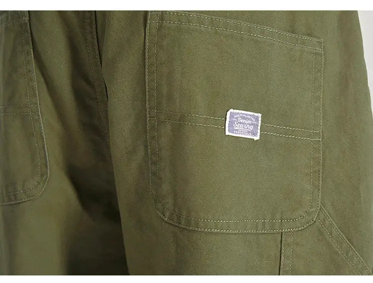 HIQOR olive green cargo pants with multiple pockets and belt loops