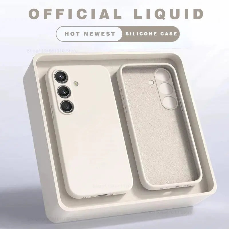 S26/S25 Ultra square liquid silicone phone case set for Samsung Galaxy, white soft cover (2 pieces)