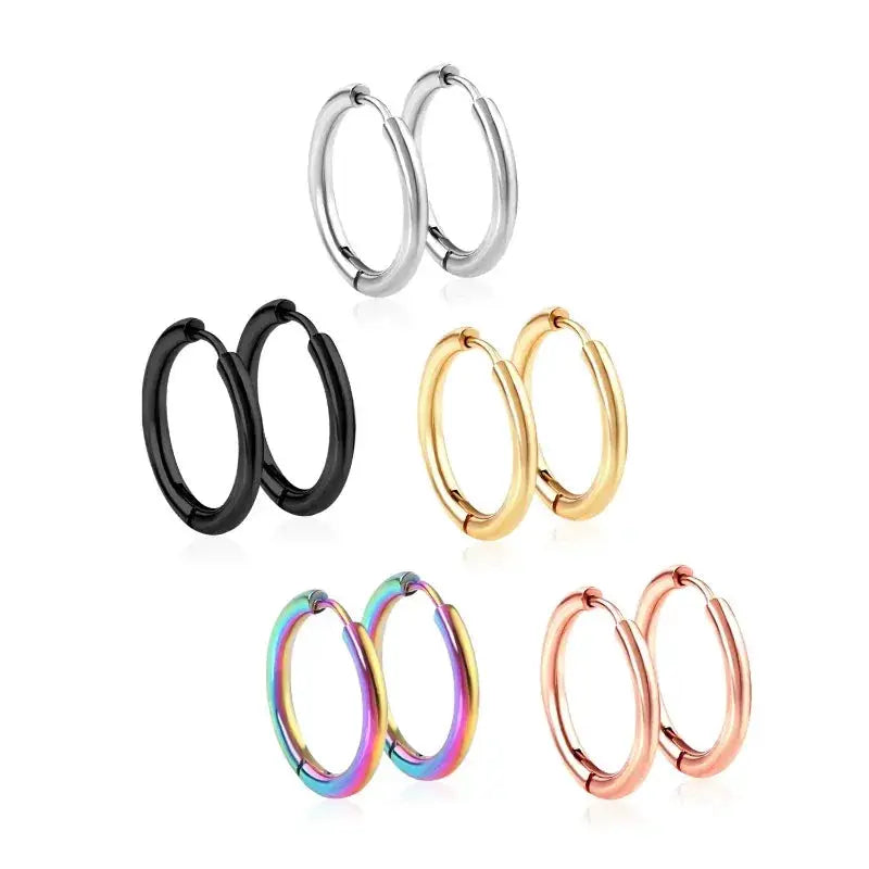 2 Pcs Unisex Small Hoop Earrings Stainless Steel Silver Tone Hypoallergenic For Women And Men Round Circle Jewelry