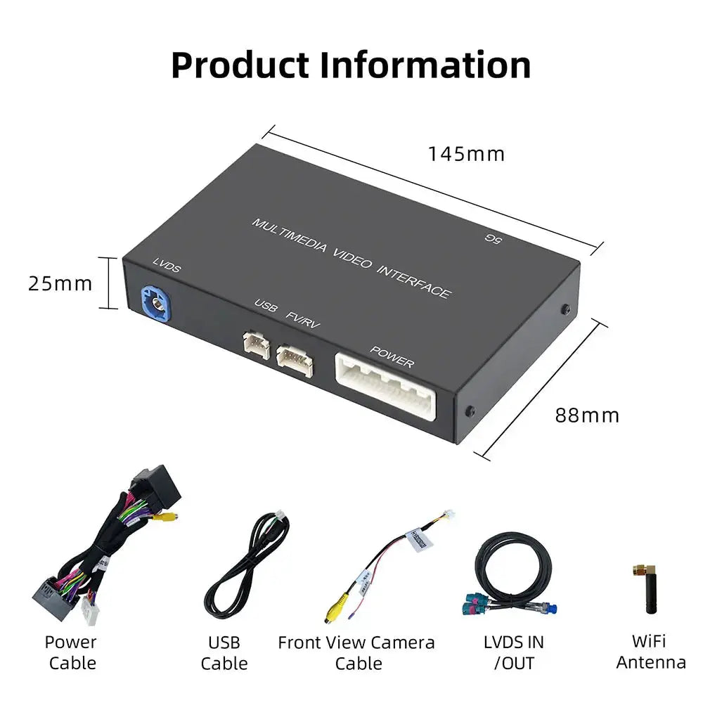 Simples Market wireless CarPlay/Android Auto interface for Peugeot/Citroën SMEG MRN, black module with LVDS & USB ports