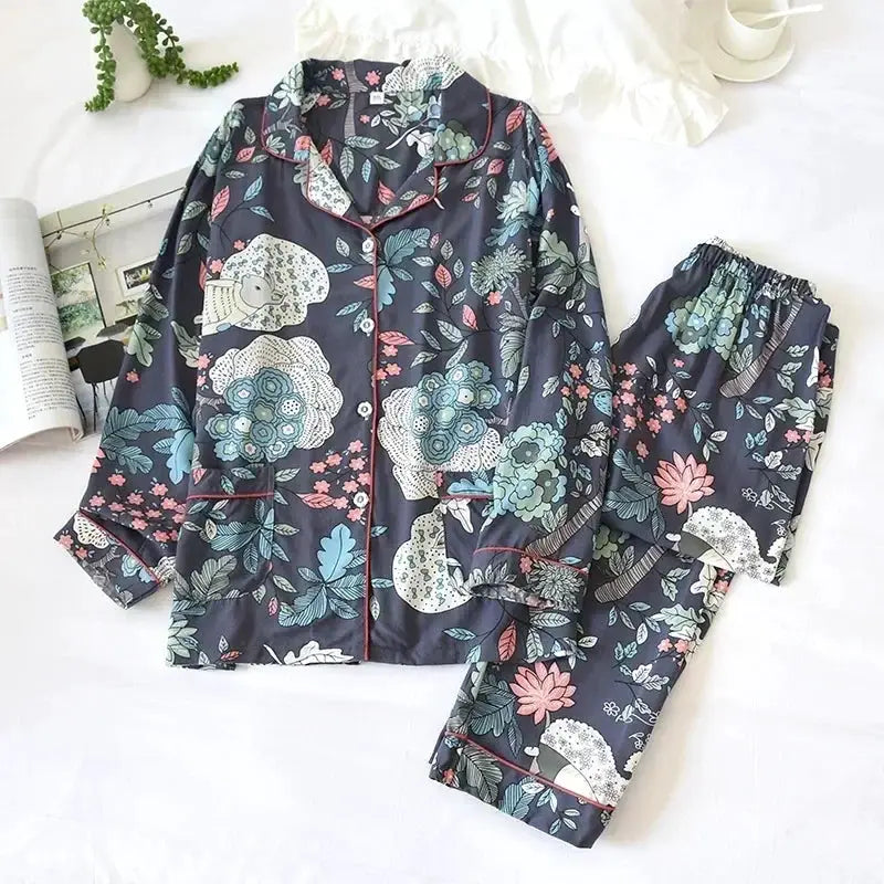 SilkyNest 100 Percent Viscose Pajama Set For Women Long Sleeve Trousers Plus Size 3XL Breathable Spring And Summer Nightwear