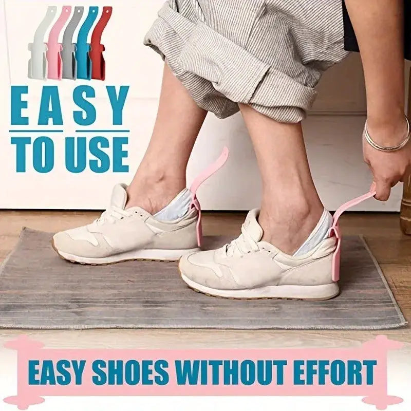 Shoe aid Lazy Shoes Helper 2pc with pink pull straps for easy slip-on shoes by Simples Market