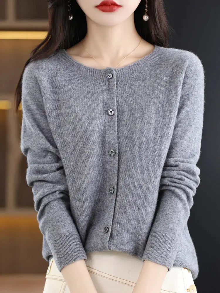 Everluxe Merino Wool Cardigan For Women With One Hundred Percent Australian Merino Softness For Autumn And Winter