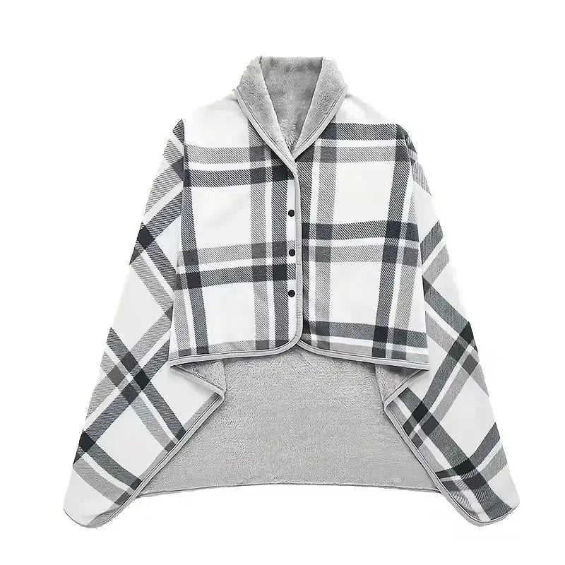 CozyNest Flannel Shawl Blanket Wearable Soft Cotton Polyester Blend For Office Warmth Travel And Home Use Casual Style
