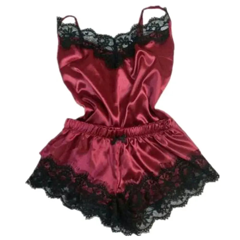 Satin Cami Set And Shorts Nightwear With Lace Trim Breathable For Warm Spring And Summer Nights