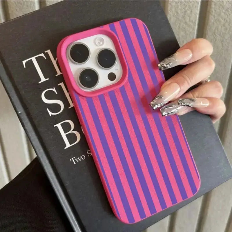 Colorful Striped Minimalist Silicone Phone Case For iPhone With Full Coverage And Textured Matte Finish For Secure Grip
