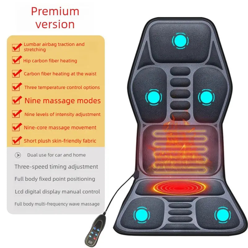 Simples Market gray massage seat cushion with heating, lumbar airbag support, back and seat massage, remote control