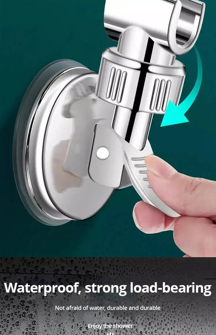 Adjustable chrome suction-cup shower head bracket by Simples Market for handheld showers