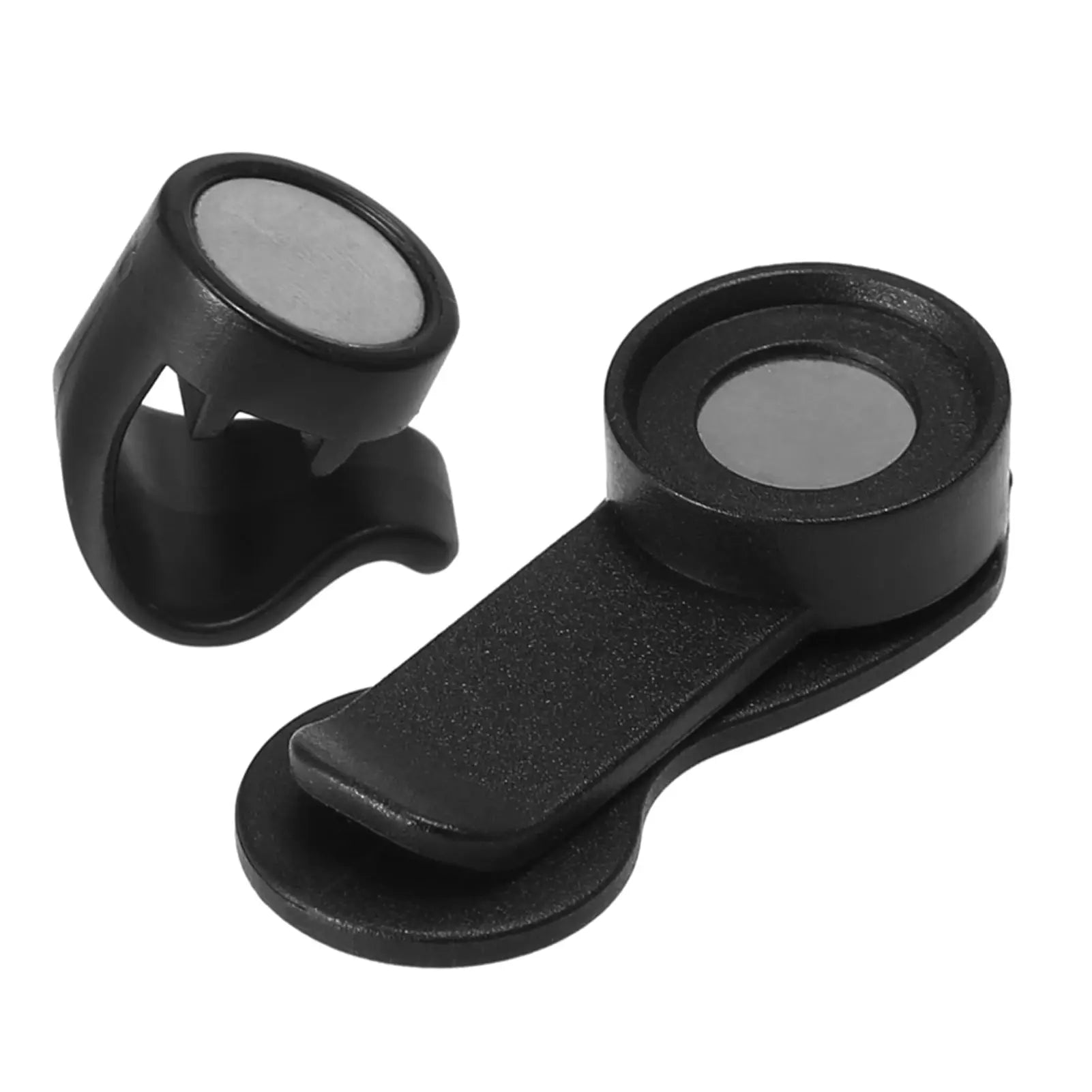 Water bladder tube clip with magnetic hose holder, black plastic hydration accessory
