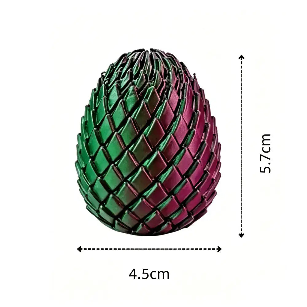 Dragon egg stress-relief model from Simples Market, deformable twist ornament with green-pink scales, 5.7 cm tall