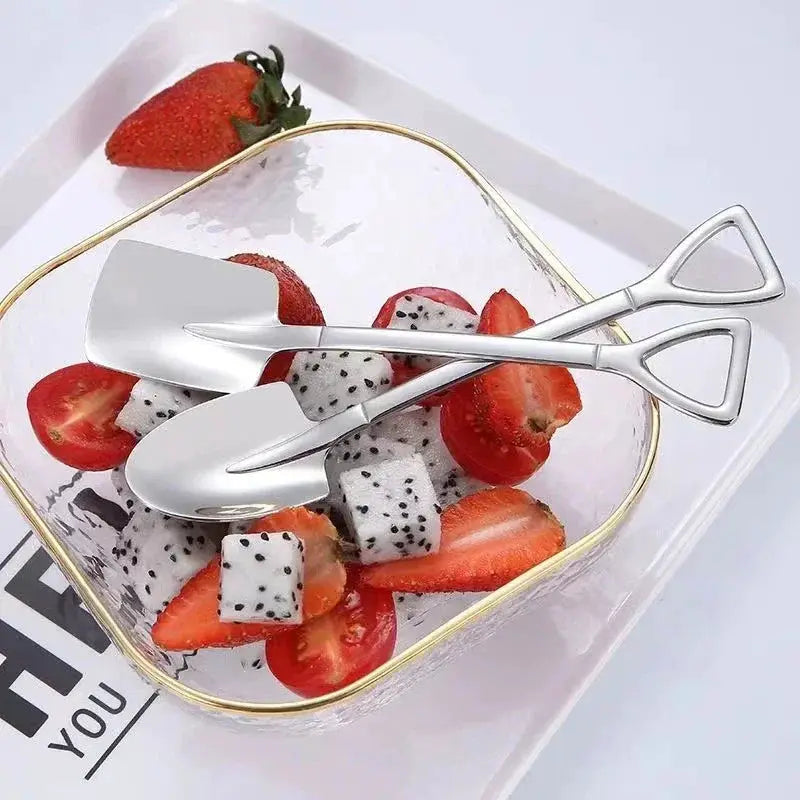 Shovel Shaped Stainless Steel Dessert Spoons Set 1 2 4 Pieces Ice Cream Coffee Tea