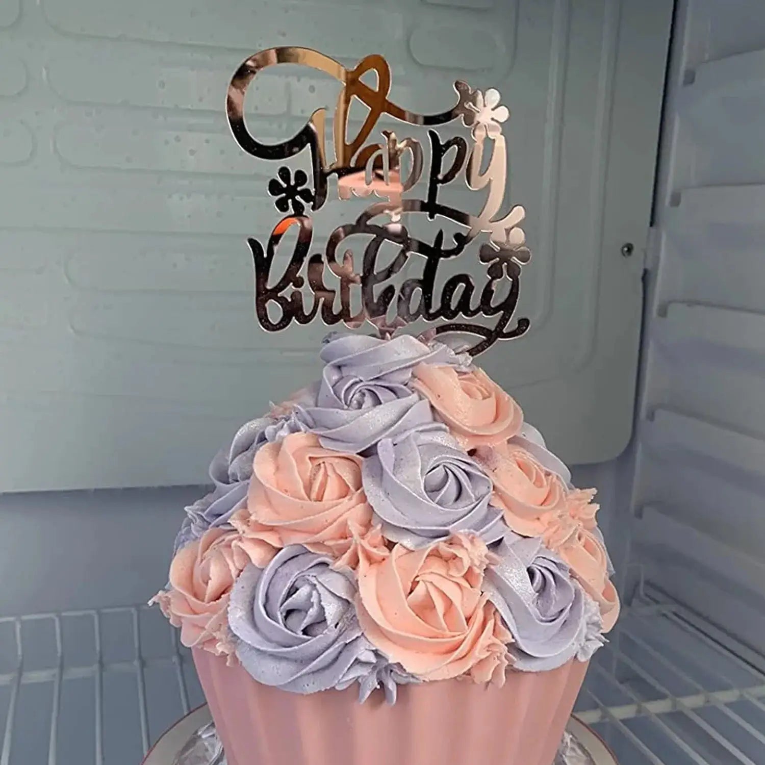 Restards Rose Gold Happy Birthday Cake Topper Cupcake Toppers With Pink Pearl Heart Decorations For Girls Princess Party