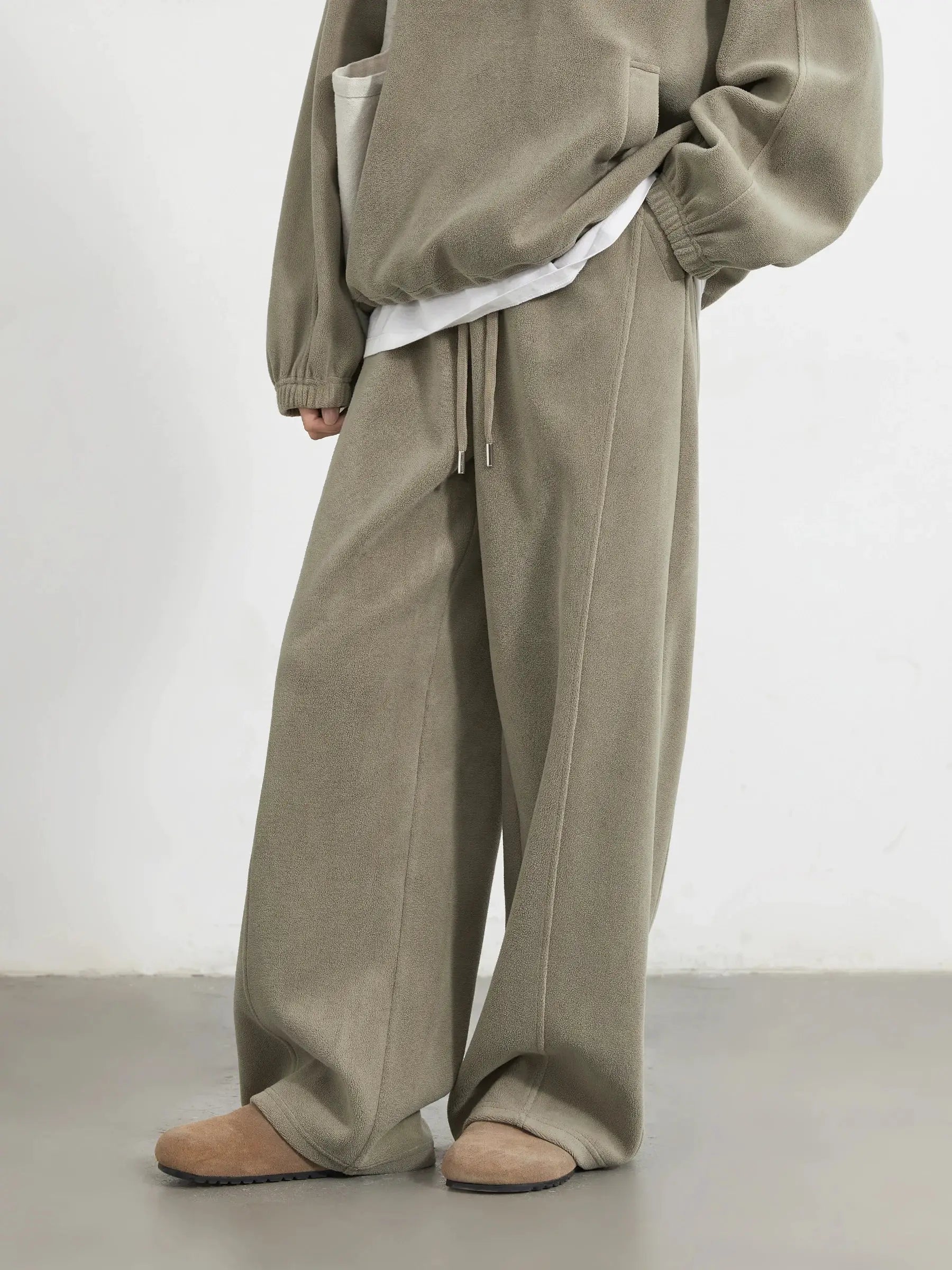 CHIC VEN Women's Velvet Sweatsuit Set Stand Collar Top Wide Leg Pants