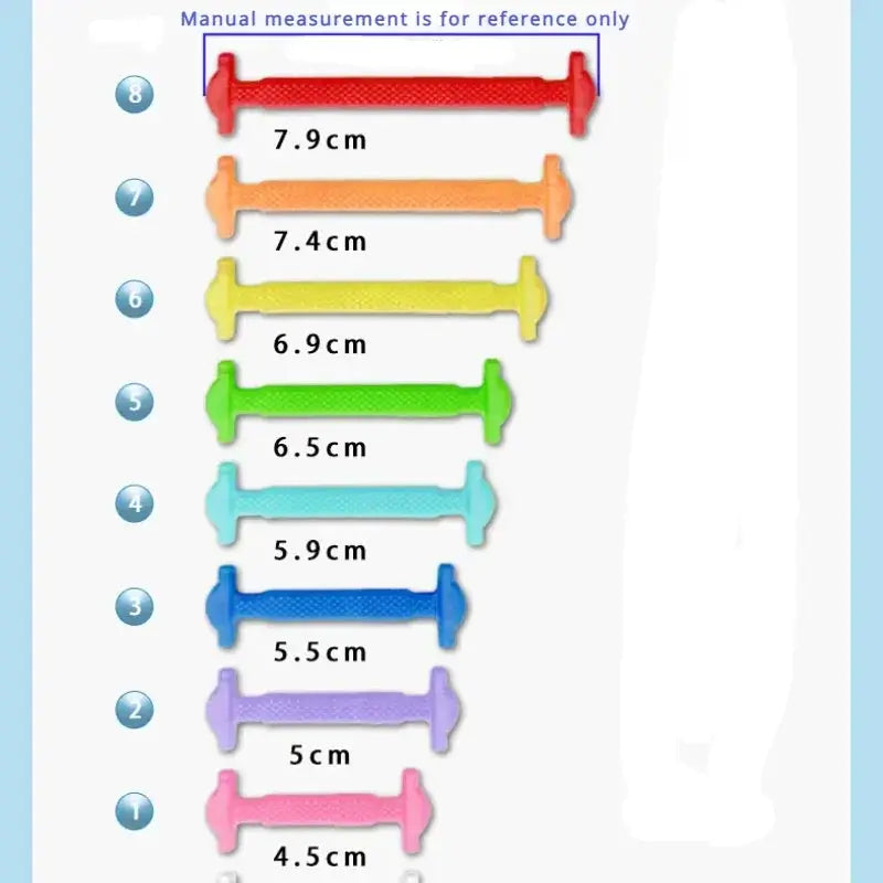 Elastic silicone no-tie shoelaces, 16-pc set in assorted colors for sneakers by Simples Market