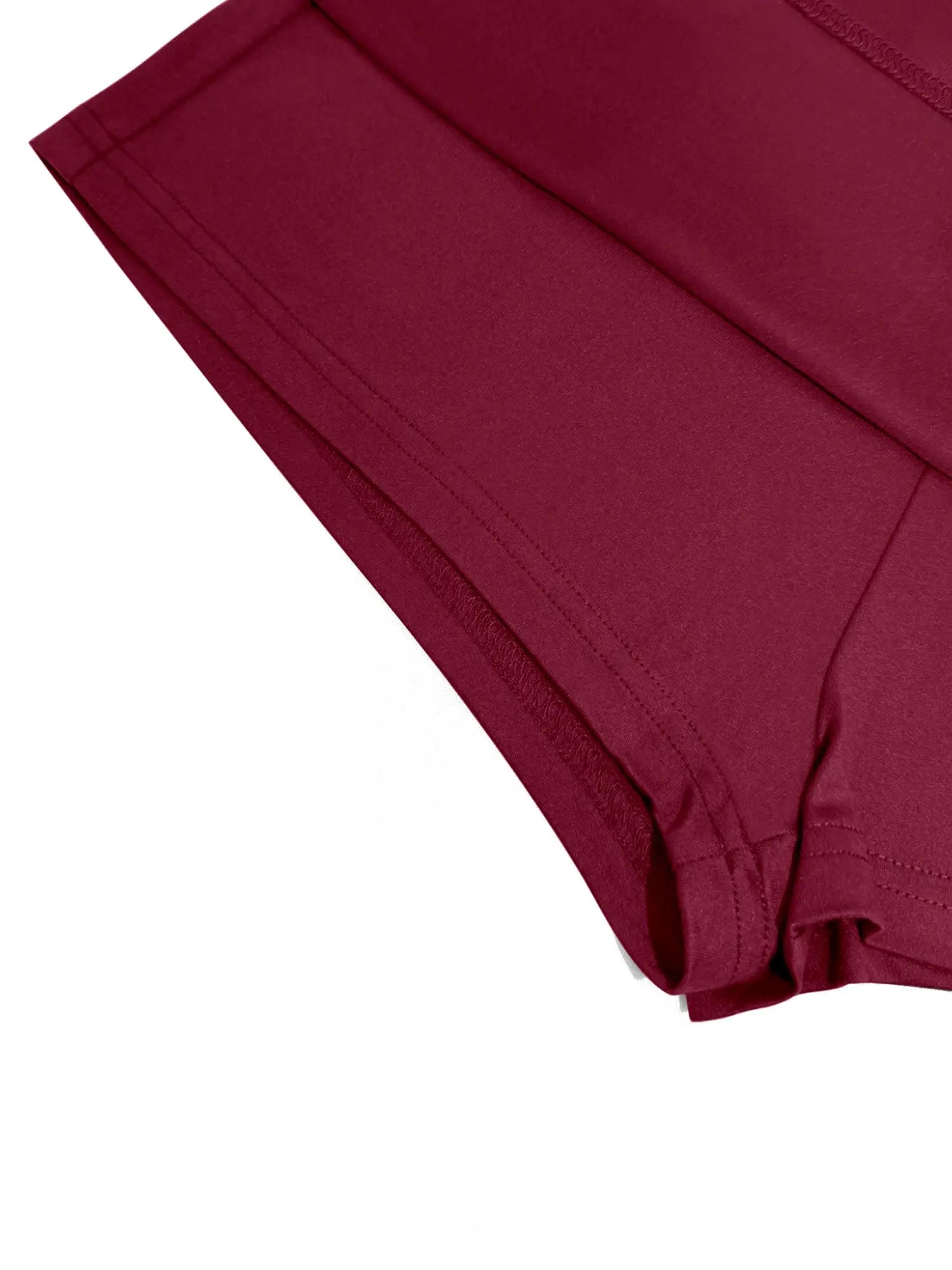 Skort with built-in shorts in burgundy, high-waist slim-fit casual streetwear style