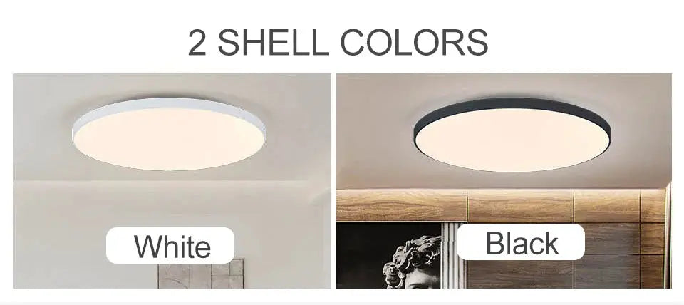 MARPOU smart ceiling lamp, Simples Market round LED ceiling light with remote, white and black finishes