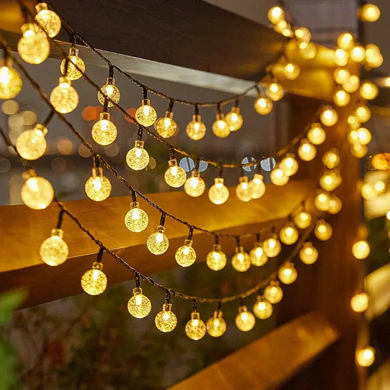 Solar Bubble Balls String Lights Outdoor Waterproof Orbs For Patio Garden Christmas Party