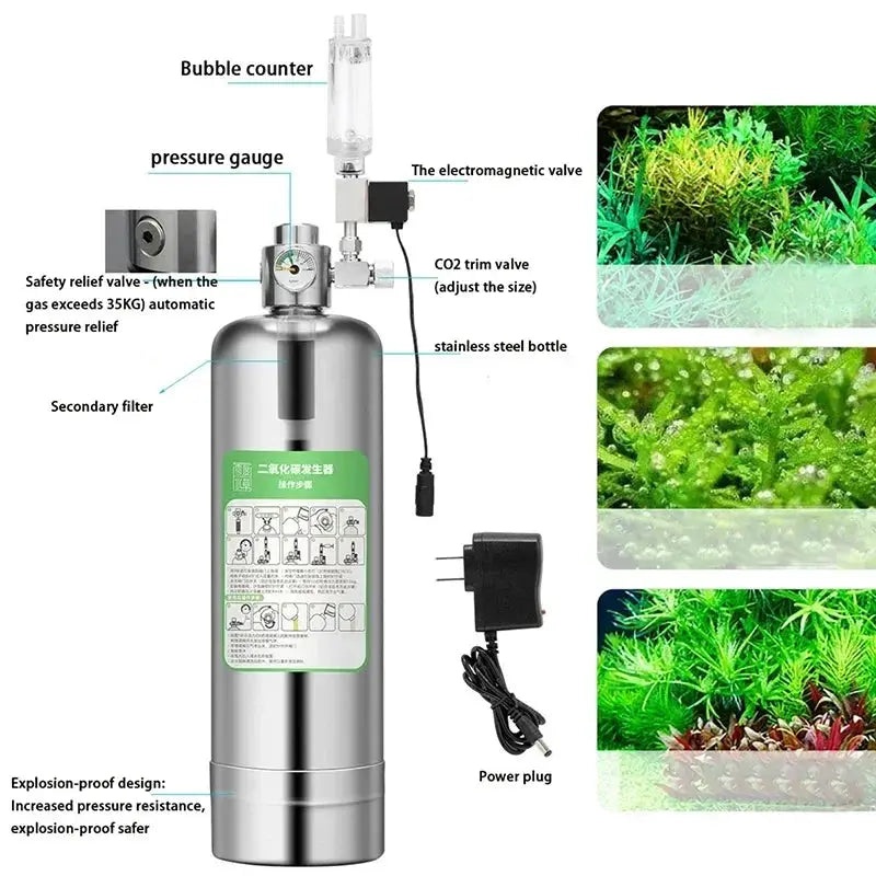 Dreamburgh Stainless Steel Aquarium CO2 Generator System Kit For Plant Growth And Fish Tanks