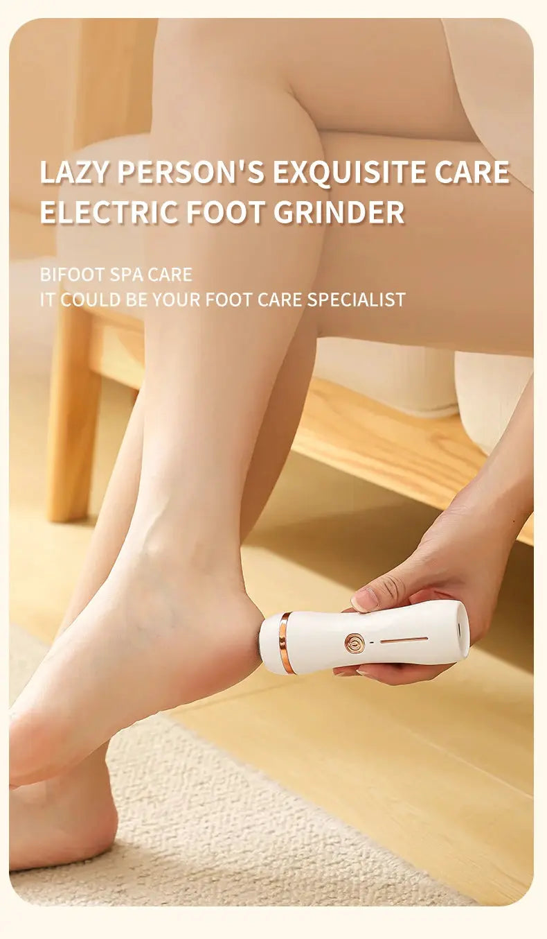 HOMEFISH electric foot grinder by Simples Market; white handheld pedicure tool with rose-gold accent for foot care