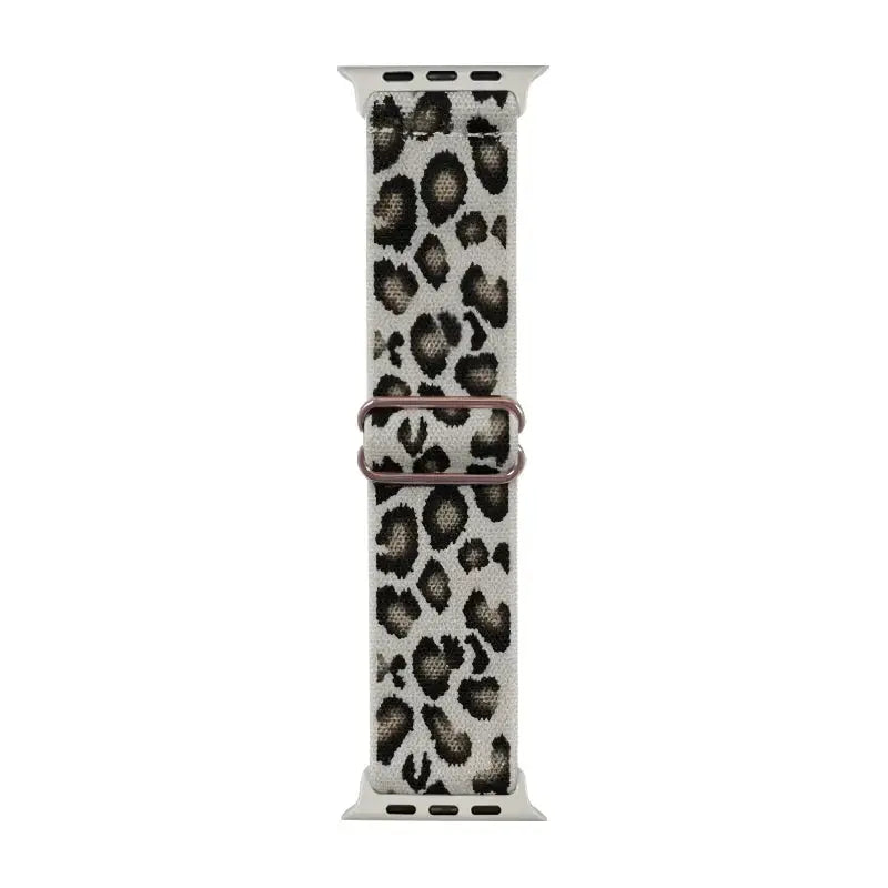 Fashion Leopard Print Nylon Adjustable Strap For Iwatch Band 42mm 46mm 49 45 44 42 41 40 38 For Iwatch Series Ultra 10 9 8 7 SE