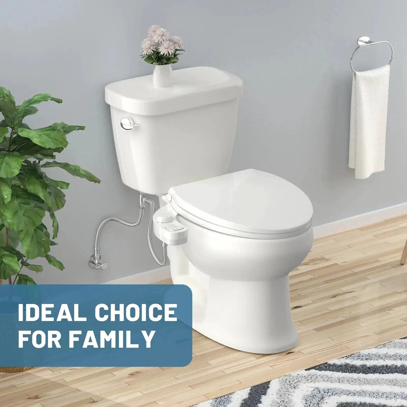 SAMODRA non-electric bidet seat attachment with dual frontal and rear wash, white, by Simples Market.