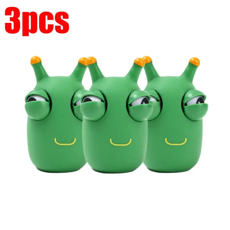 1 To 3 Piece Set Novelty Green Worm Squeeze Toys Eye Fidget For Sensory Stress Relief Kids And Adults Birthday Gifts