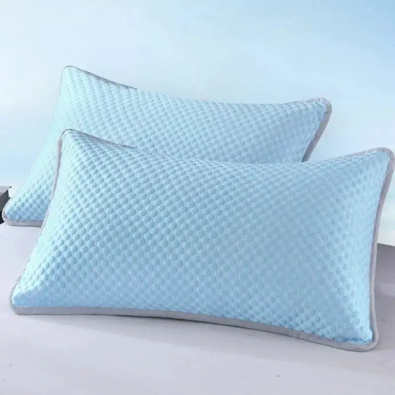 Summer cooling pillowcases by Simples Market, two light blue textured covers, 48x70cm, washable