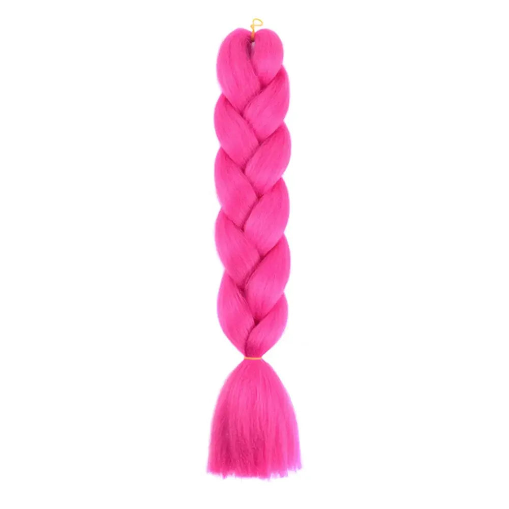 24-inch neon pink jumbo braiding hair extension, synthetic Afro crochet braid