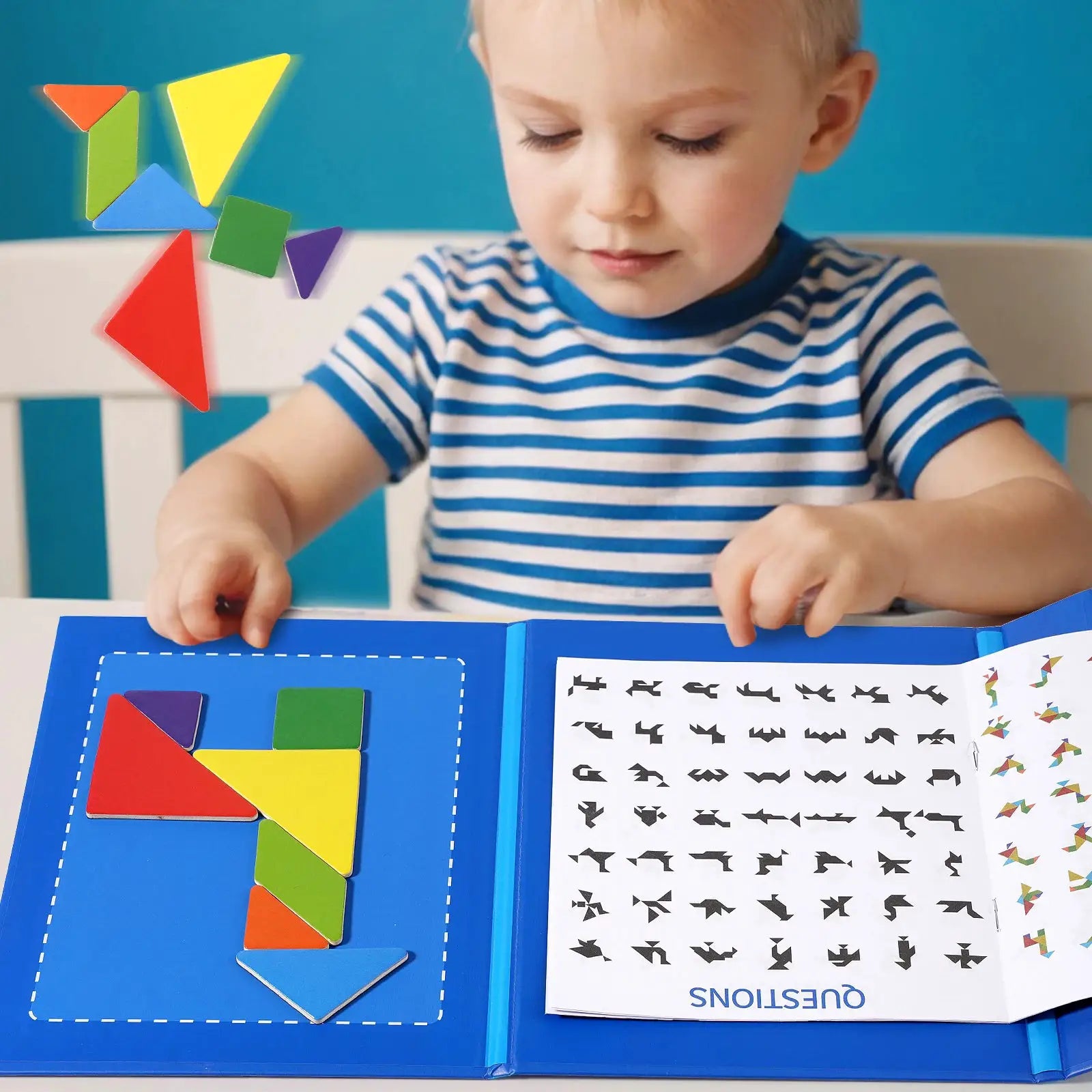 Magnetic Wooden Tangram Block Puzzle Game for Kids Montessori Inspired Educational Toy Develops Logic Creativity Gift