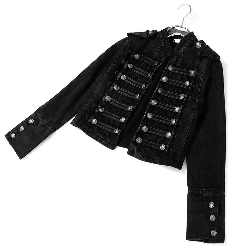 Women's Streetwear Casual Loose Denim Jacket Stand Collar Long Sleeve Button Split Short For Spring And Autumn