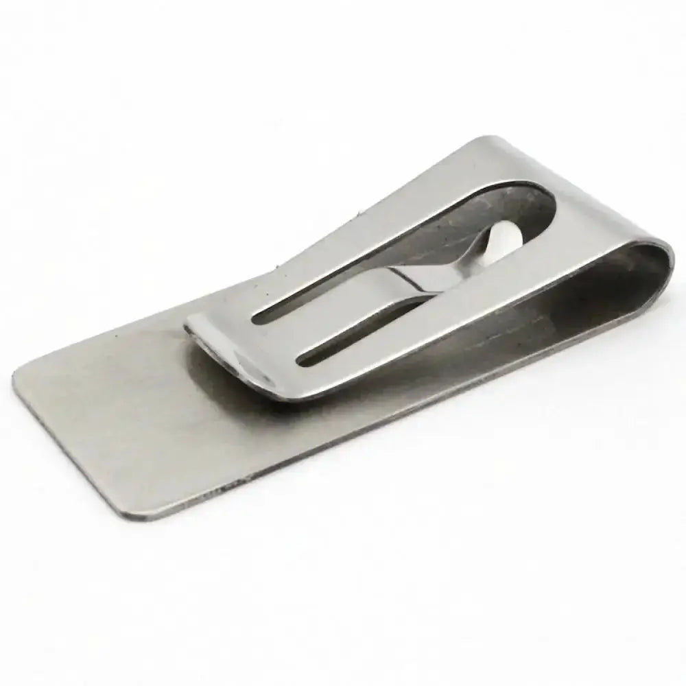 Glossy stainless steel slim money clip with bill clamp