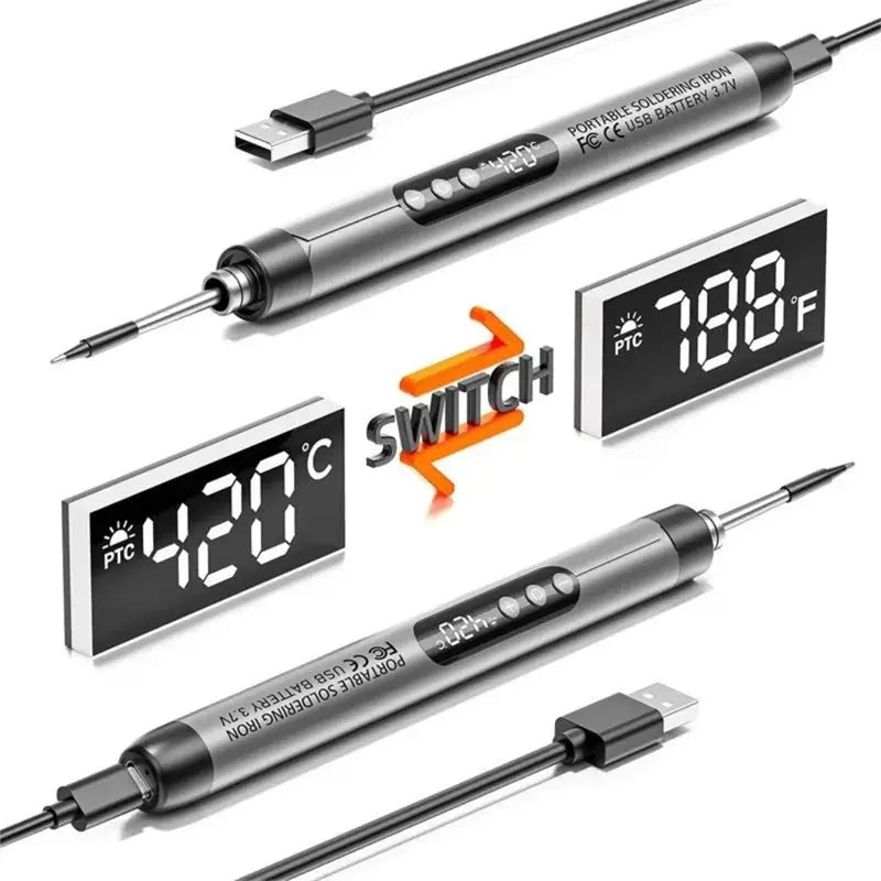 USB Soldering Iron Kit Mini Digital Adjustable Temperature Type C Interface Portable Welding Tool