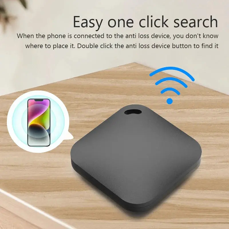 Smart Bluetooth GPS tracker from Simples Market, Find My compatible black anti-lost locator for keys, pets, and kids