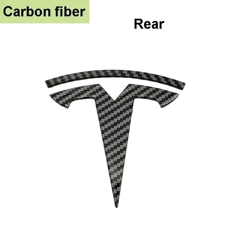 Tesla carbon fiber T emblem for Model 3/Model Y; front hood and rear trunk logo sticker by Simples Market