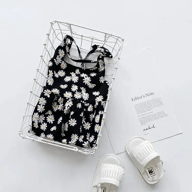 Sonkpuel Little Daisy Printed Sleeveless Slip Dress For Girls 4 To 6 Years Casual Wedding Flower Girl